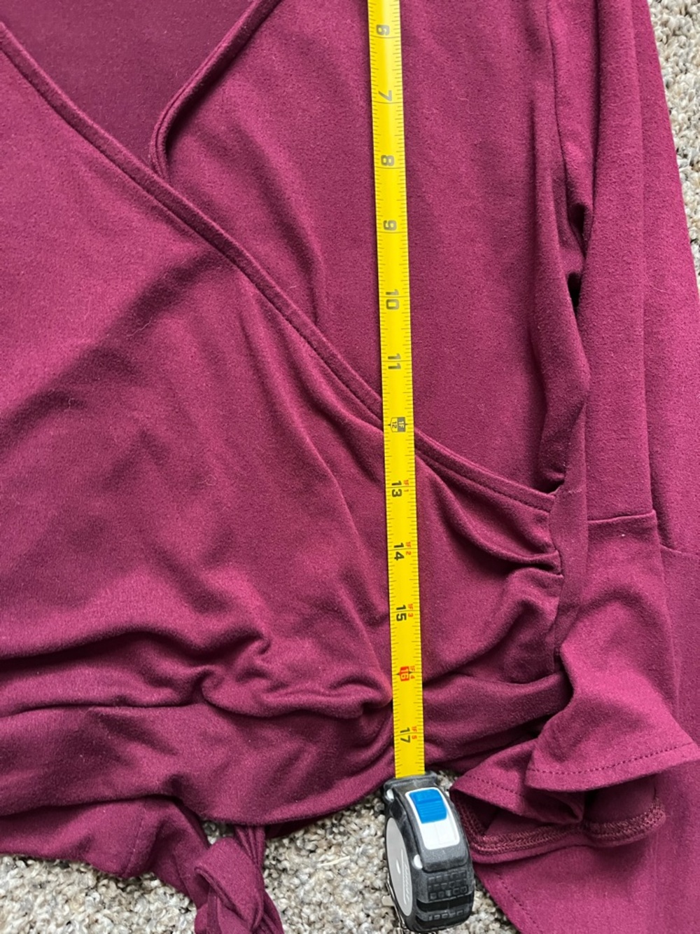 Haute Monde Wine Wrap Tie Bell Sleeve Top - Picture 7 of 7